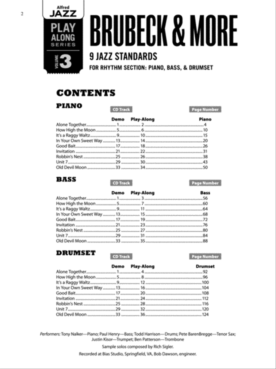 Alfred Jazz Play-Along -- Brubeck & More, Volume 3 Piano scores gallery preview page 2