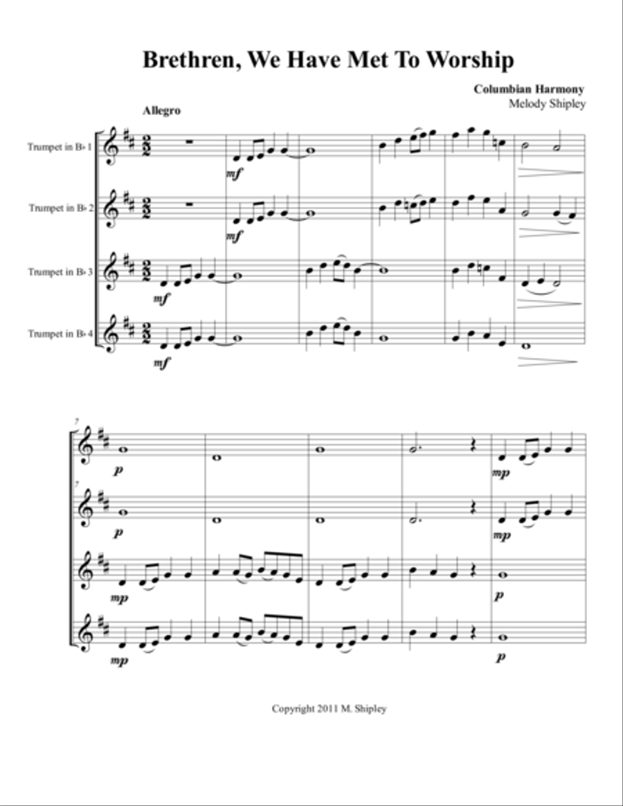 Brethren, We Have Met To Worship Brass Ensemble scores gallery preview page 1