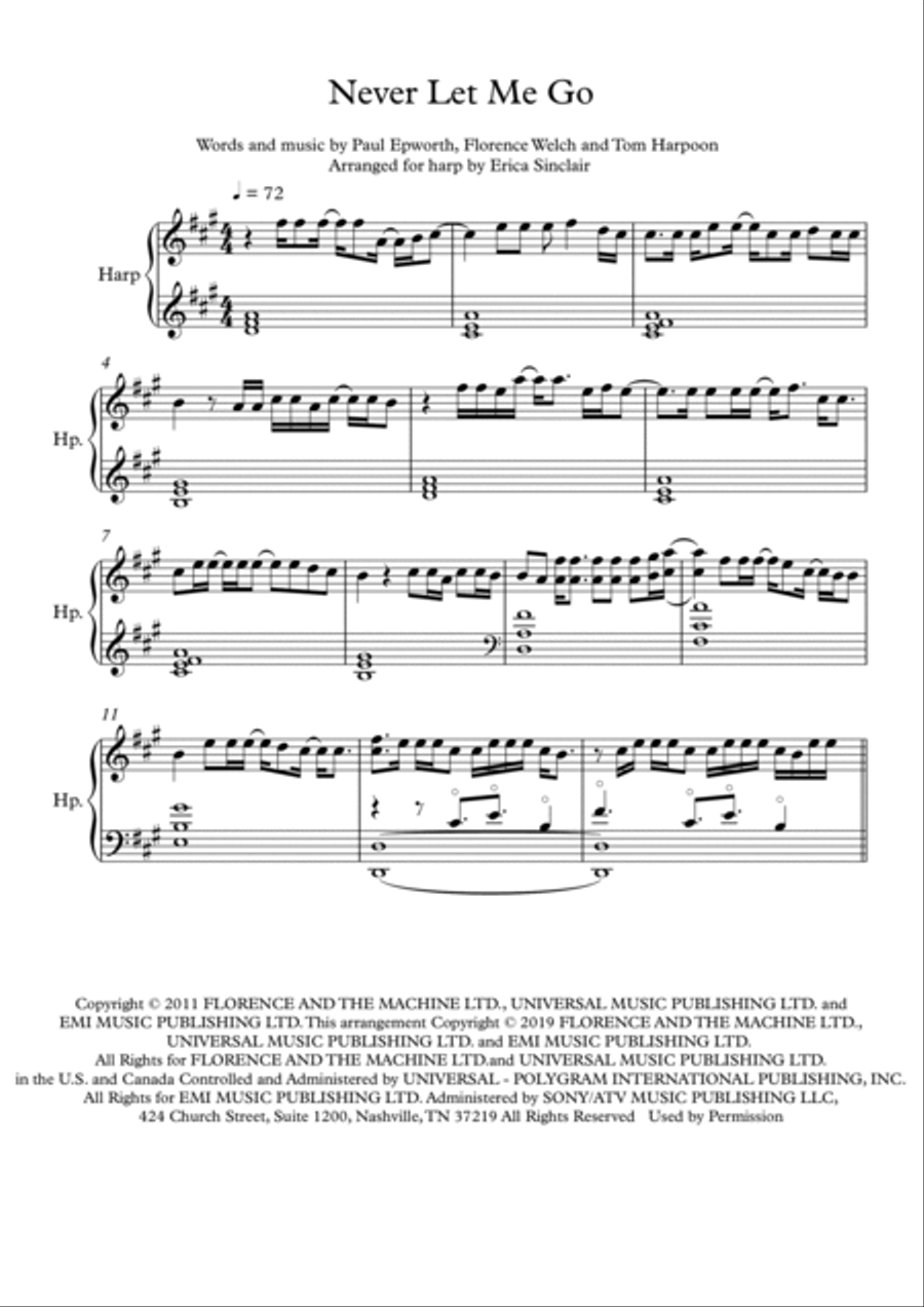 Never Let Me Go Never Let Me Go Harp scores gallery preview page 2