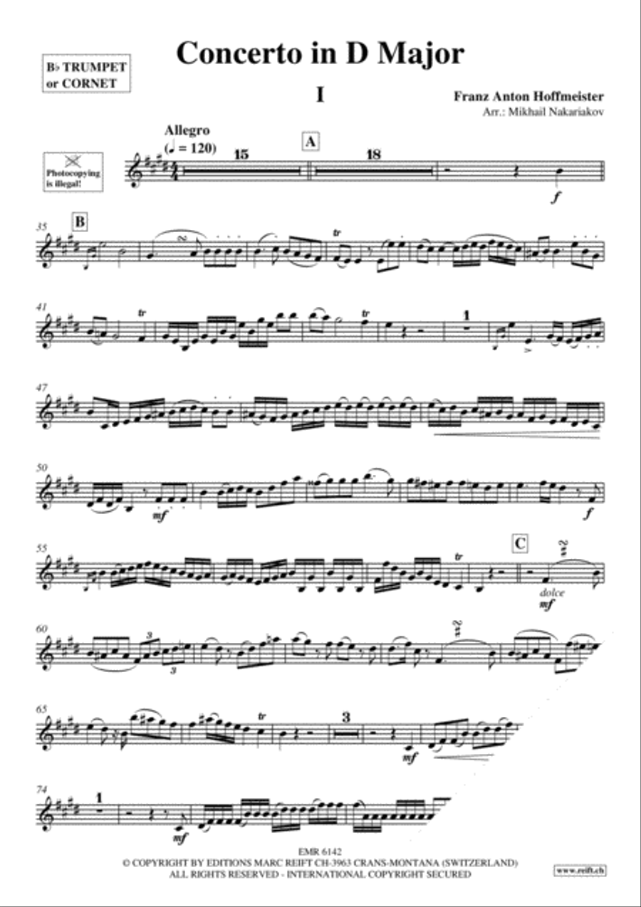 Concerto in D Major Cornet scores gallery preview page 3