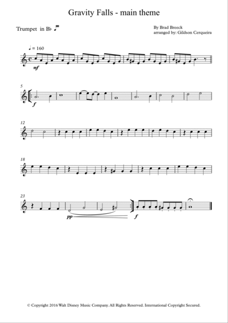 Gravity Falls (main Theme) Trumpet Duet scores gallery preview page 2