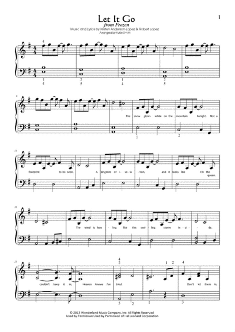 Let It Go (from Frozen) Piano Solo scores gallery preview page 1