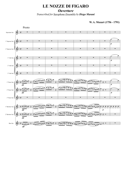 Overture from the Opera "The Marriage of Figaro" for Saxophone Choir image number null