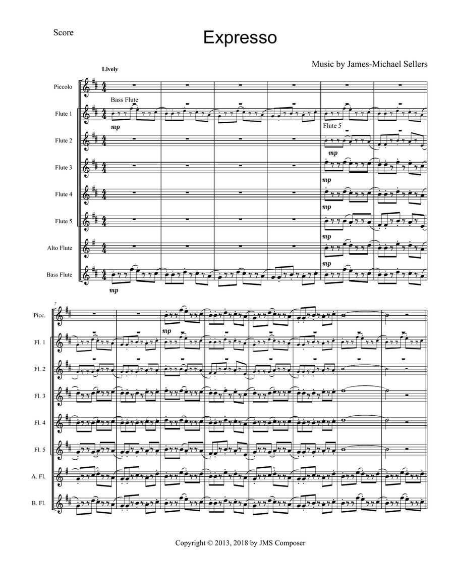 Expresso (for Expandable Flute Choir) Flute Choir scores gallery preview page 2