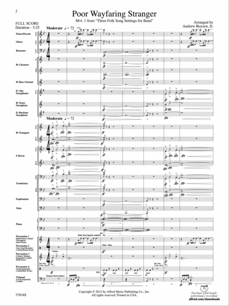 Poor Wayfaring Stranger: Score Concert Band scores gallery preview page 2