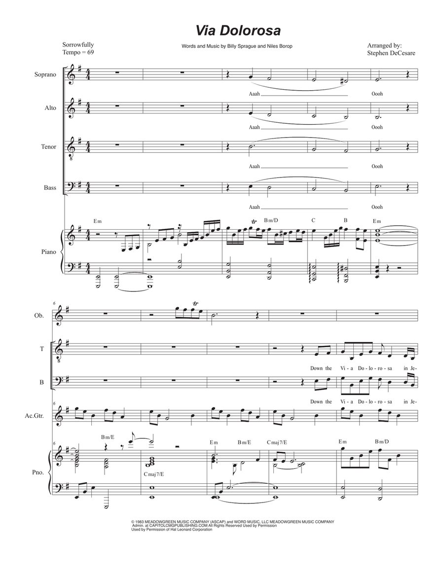 Via Dolorosa Piano, Vocal scores gallery preview page 1