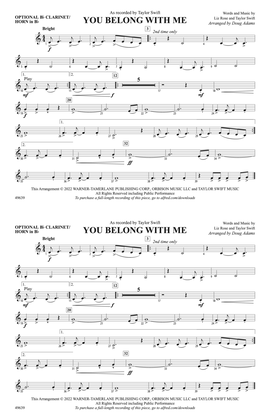 You Belong with Me: Optional Bb Clarinet/Horn in Bb