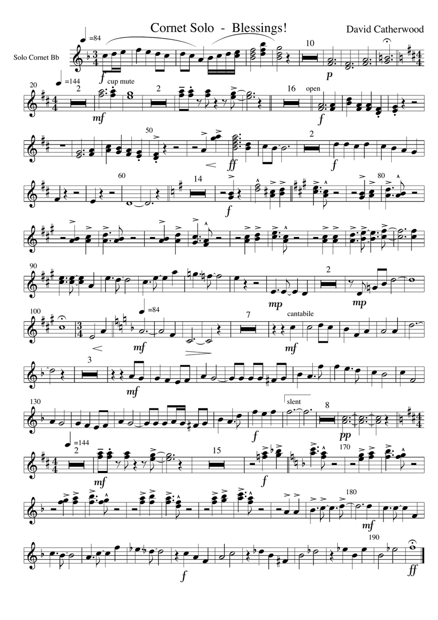 Cornet Solo - with brass band accompaniment 'Blessings!' by David Catherwood Brass Band scores gallery preview page 4