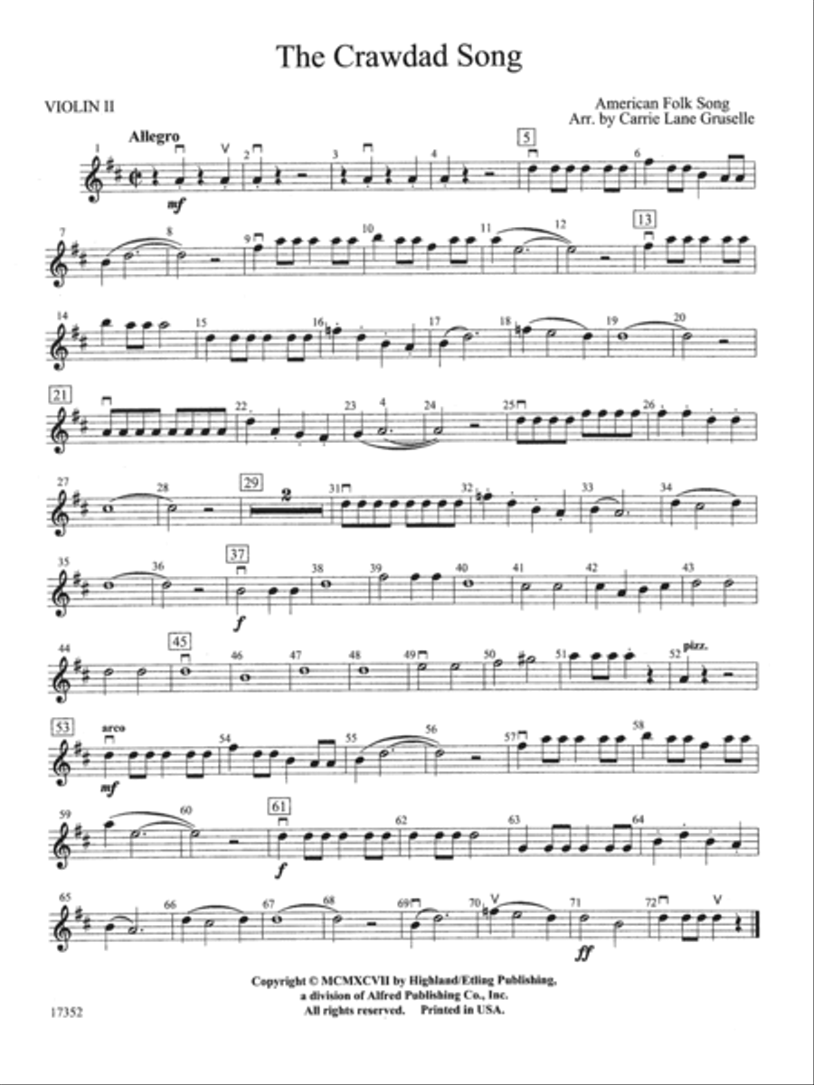 The Crawdad Song: 2nd Violin String Orchestra scores gallery preview page 1