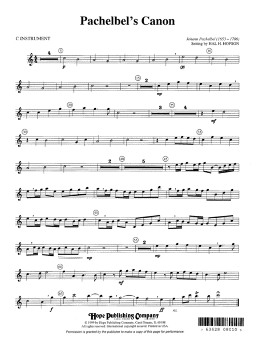Pachelbel's Canon Piano Solo scores gallery preview page 3