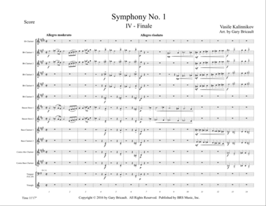 Symphony No. 1, Finale Clarinet Choir scores gallery preview page 2