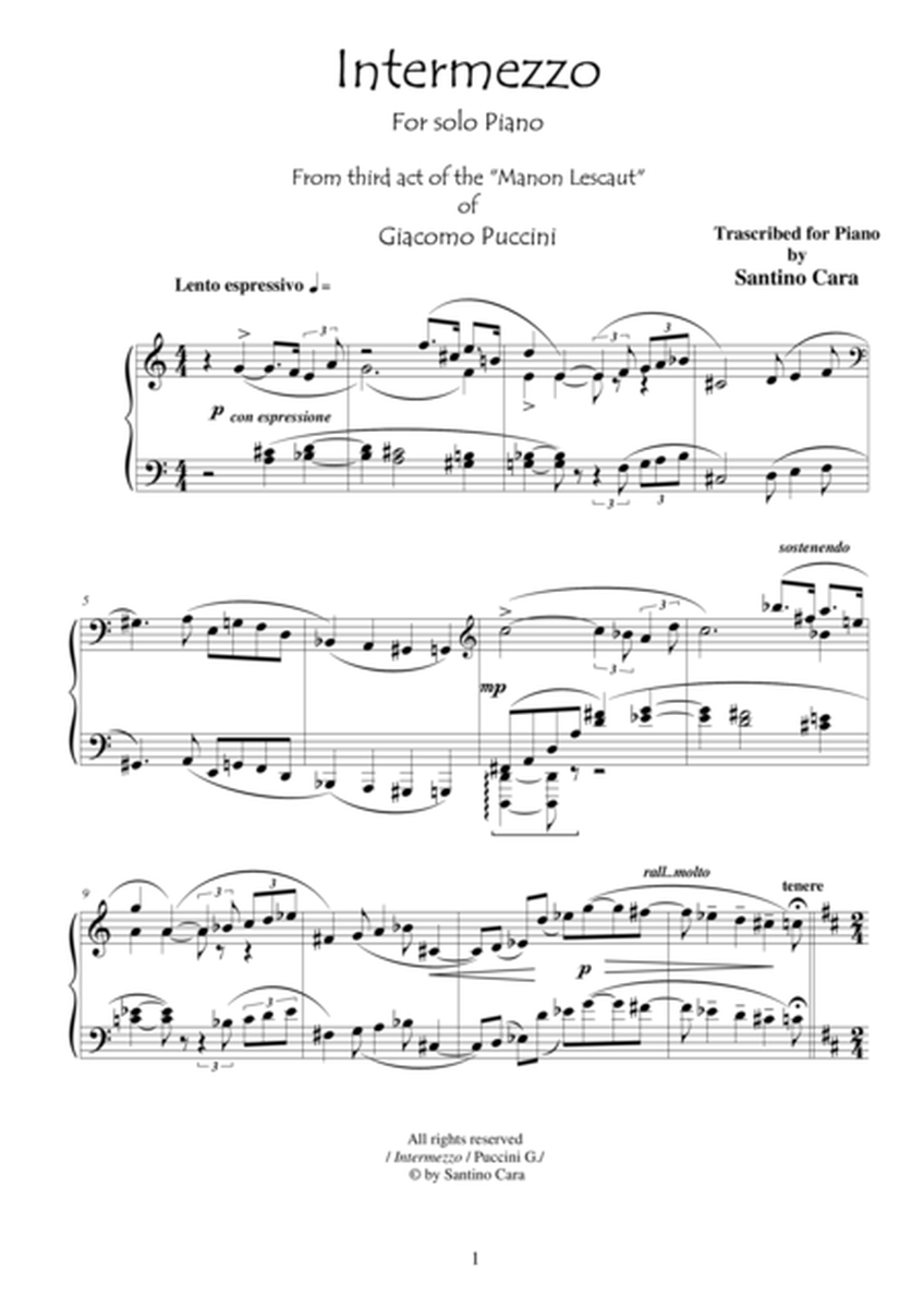 Puccini - Manon Lescaut (Act3) Intermezzo - Solo Piano image number null