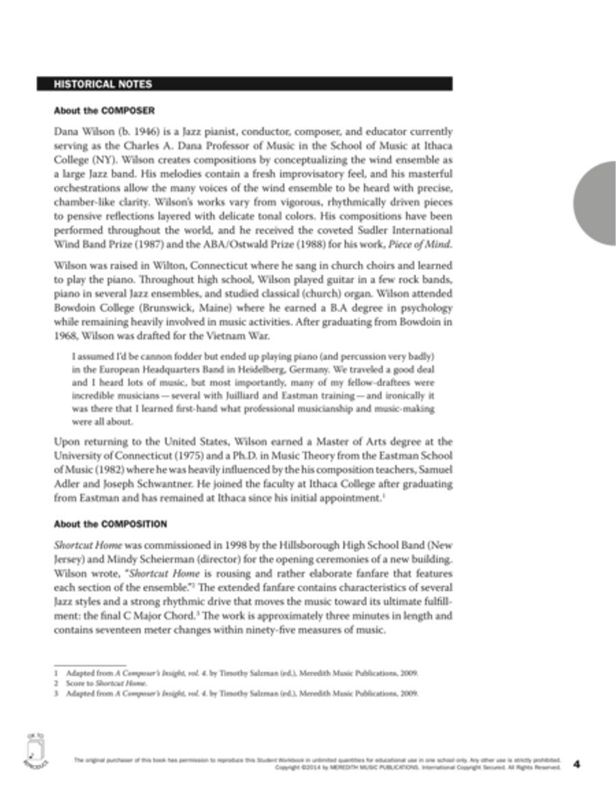 Guides to Band Masterworks, Vol. 5 - Student Workbook - Shortcut Home Activity Books scores gallery preview page 4