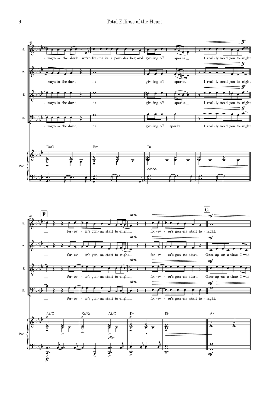 Total Eclipse Of The Heart 4-Part scores gallery preview page 6