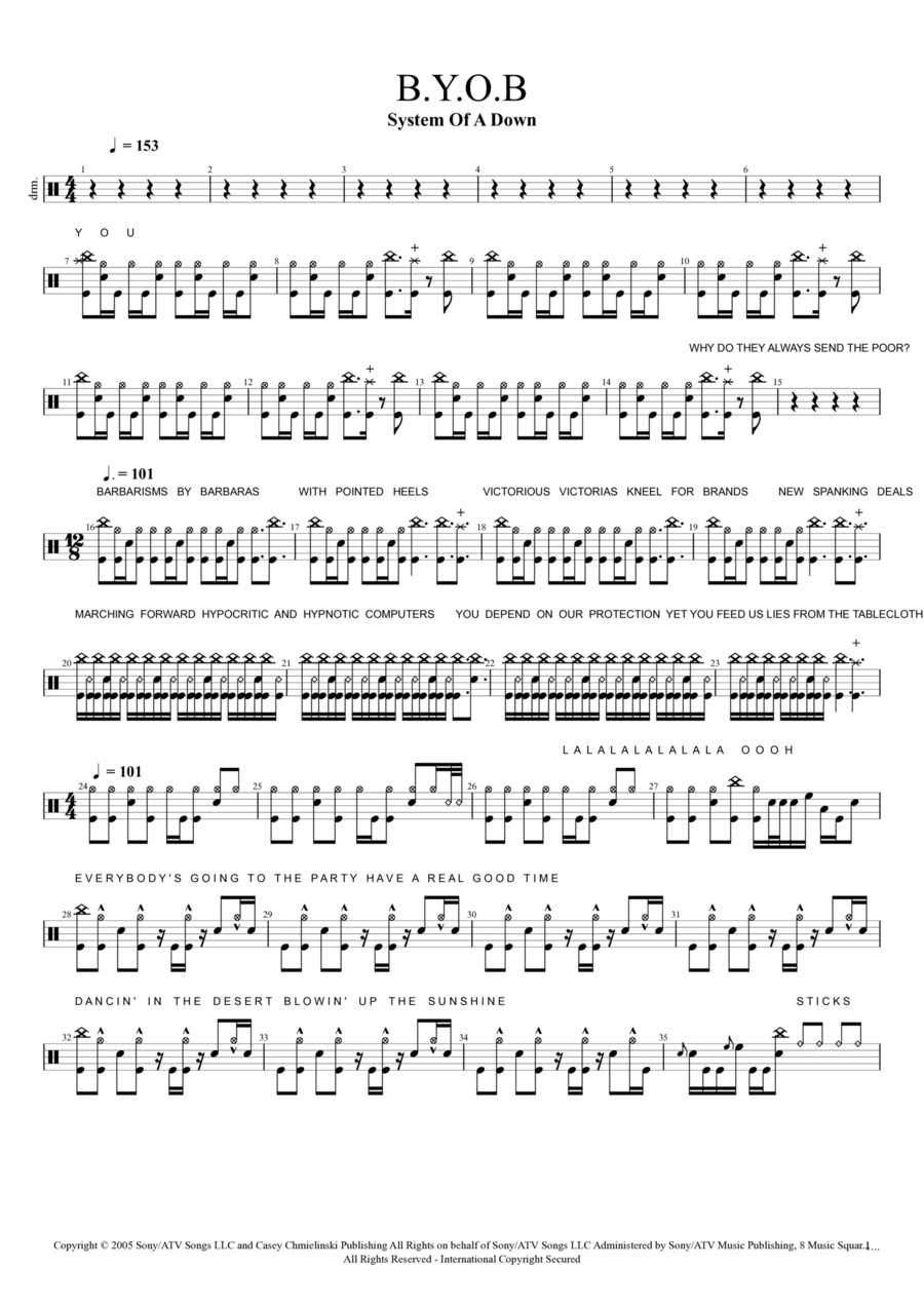 B.y.o.b. Drum Set scores gallery preview page 1