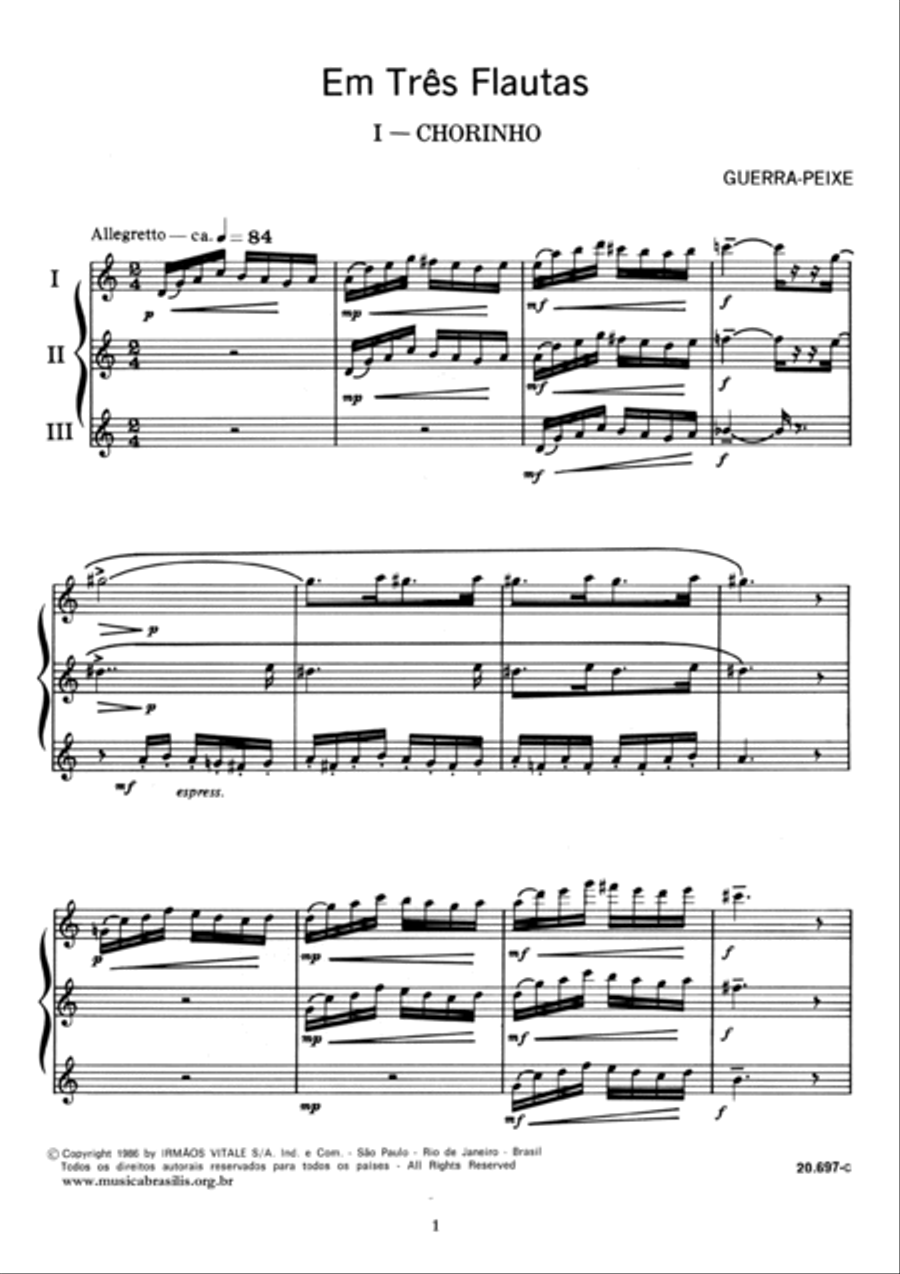 Em três flautas Woodwind Trio scores gallery preview page 3