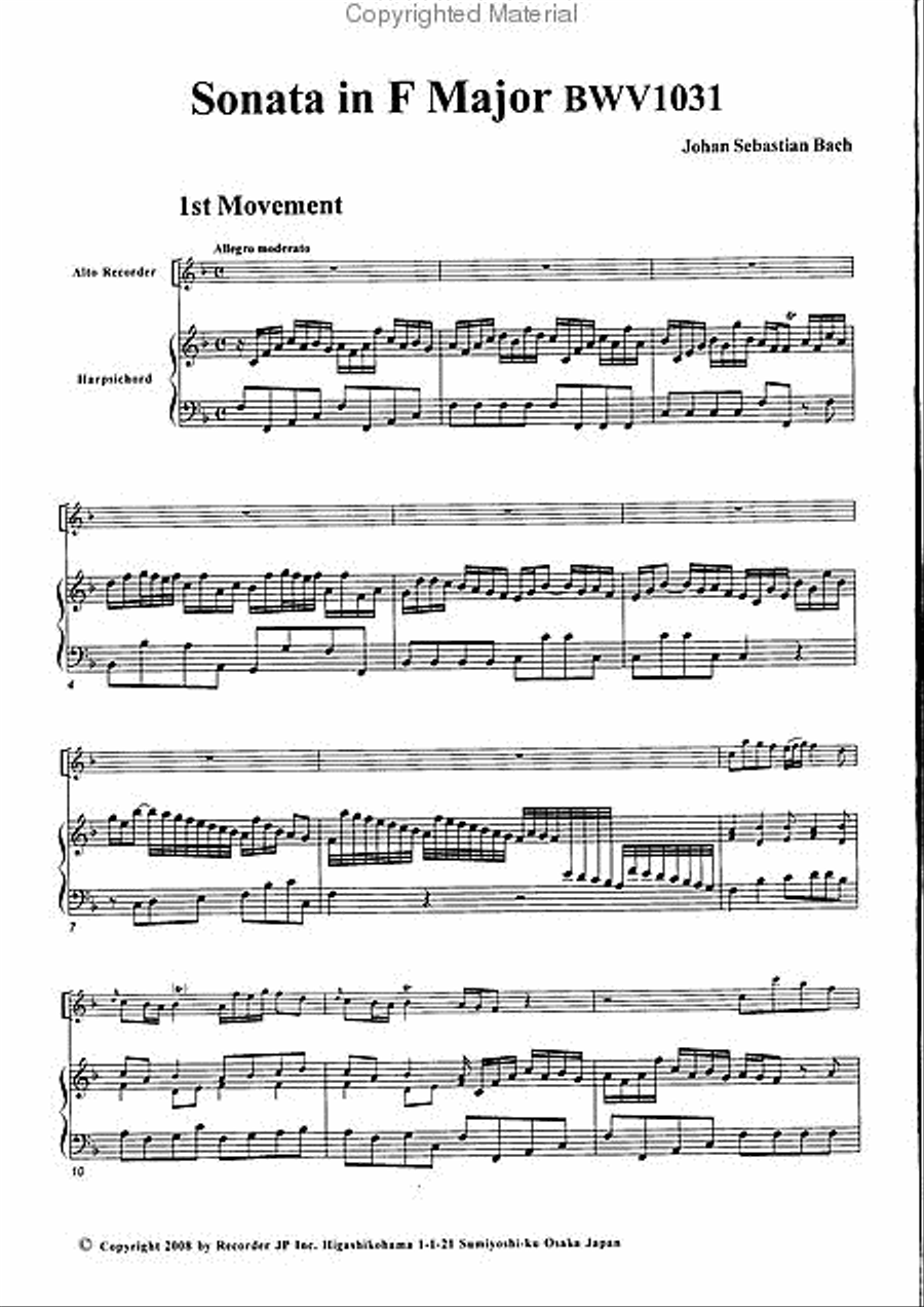 Sonata in F Major, BWV1031 Alto Recorder scores gallery preview page 3