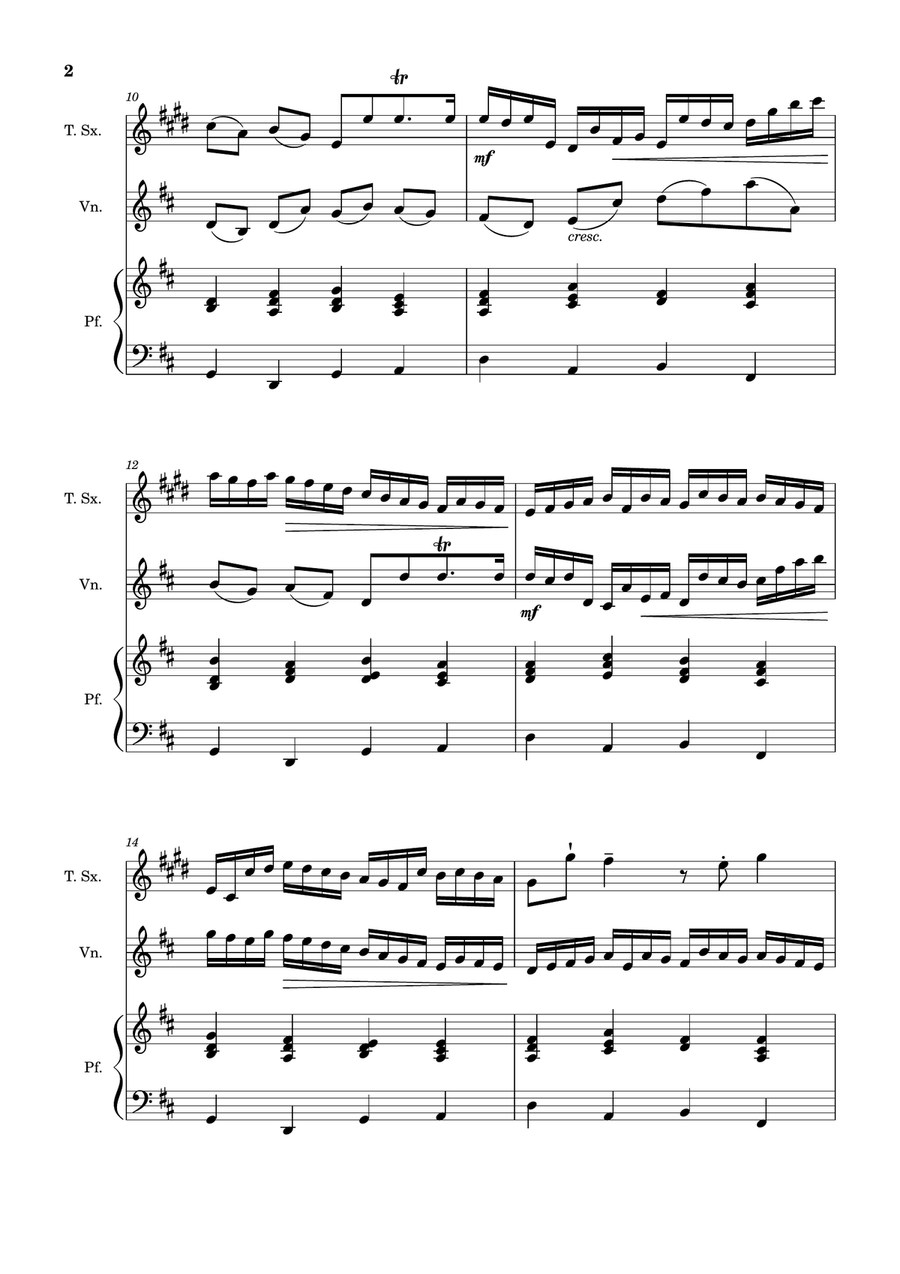 Canon in D Major, P.37; T.337. T. Sax, Violin, and Piano. Score and Parts Chamber Music scores gallery preview page 2