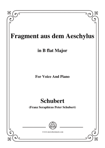 Schubert-Fragment aus dem Aeschylus,in B flat Major,for Voice&Piano image number null