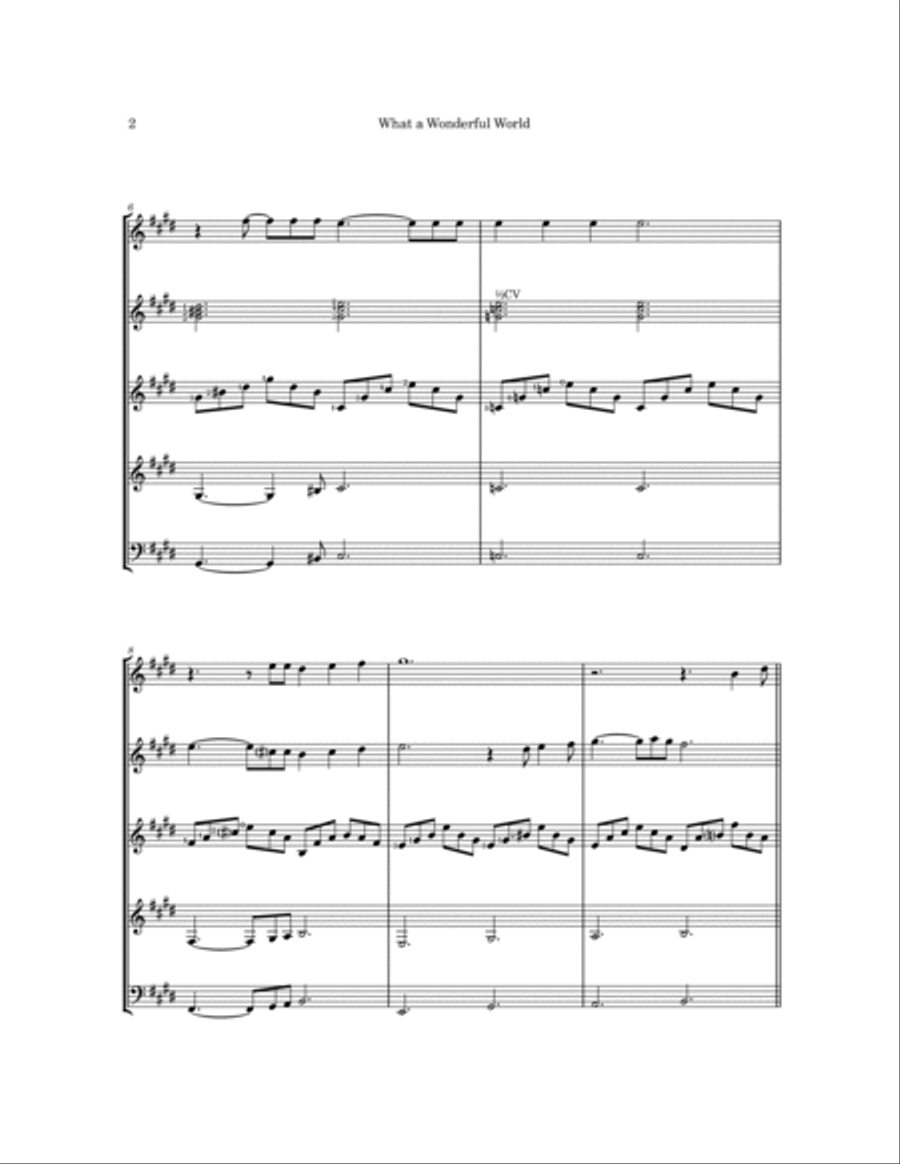 What A Wonderful World Guitar Ensemble scores gallery preview page 5