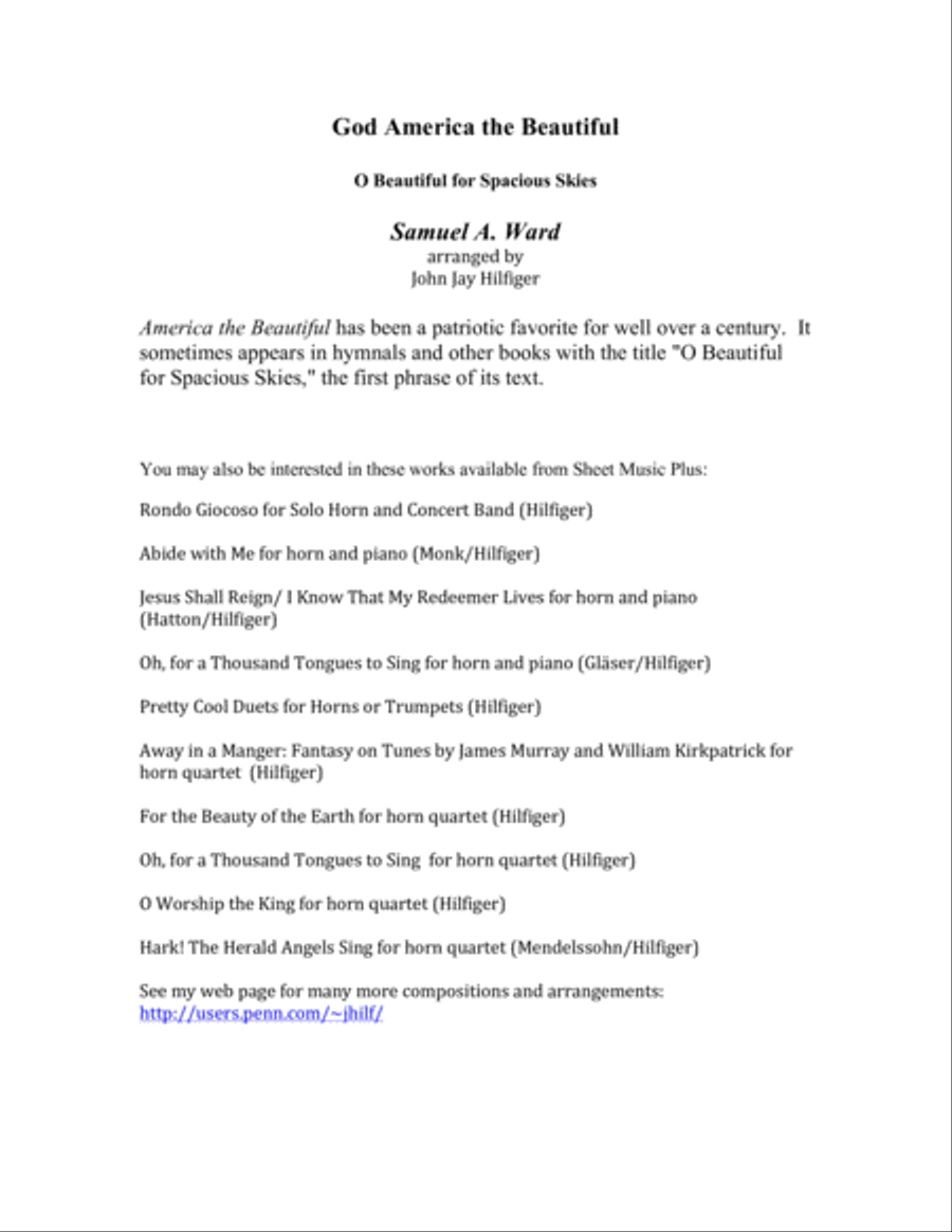 America the Beautiful for French Horn Quartet French Horn Quartet scores gallery preview page 2