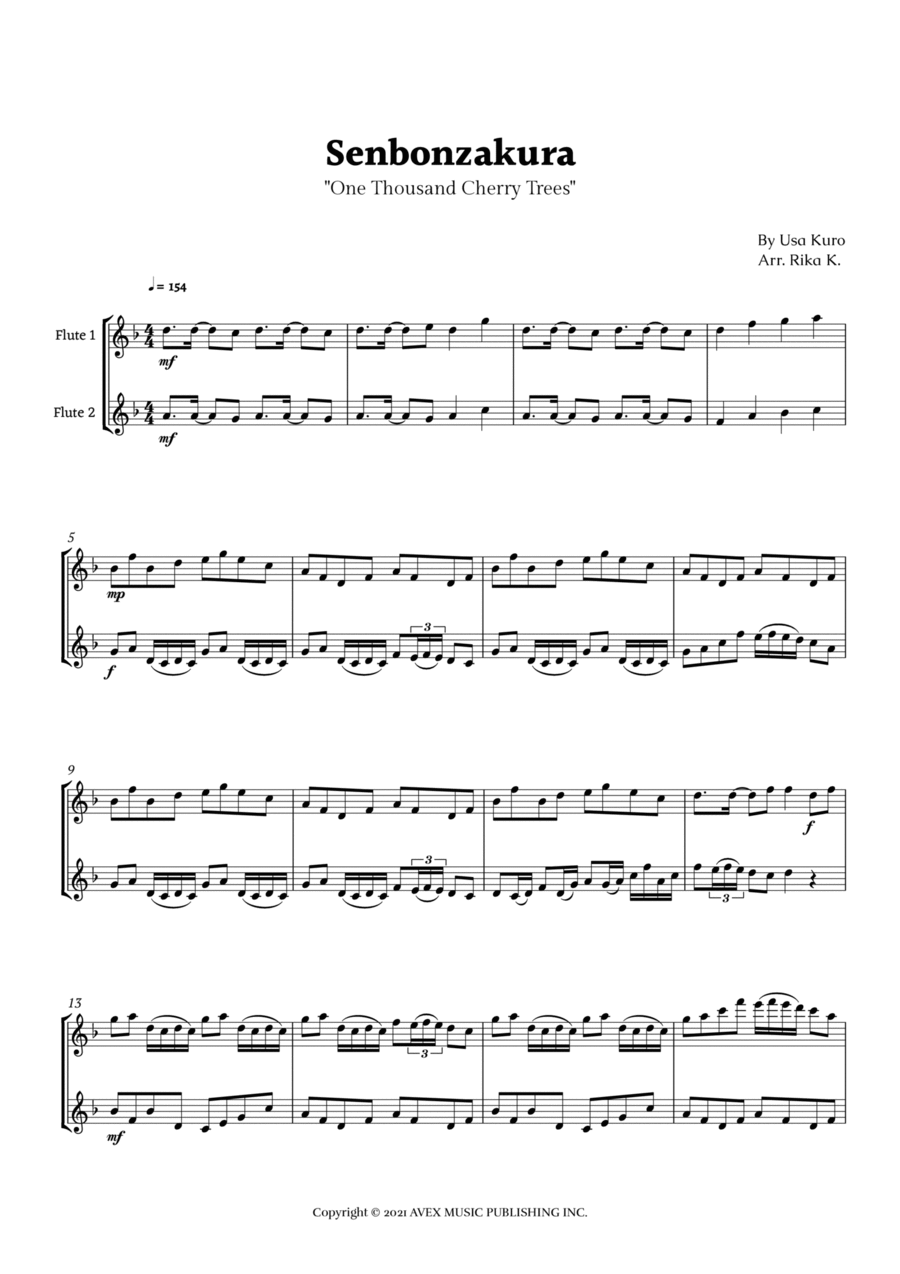 Senbonzakura Flute Duet scores gallery preview page 1