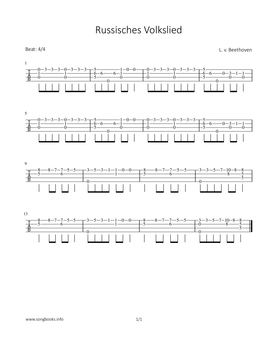 Russisches Volkslied / Russian Folk Song Chamber Music scores gallery preview page 1