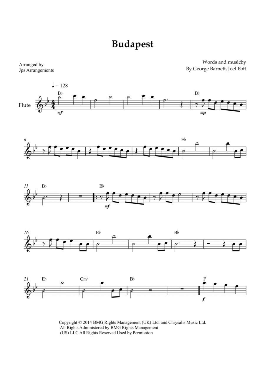 Budapest Flute Solo scores gallery preview page 1