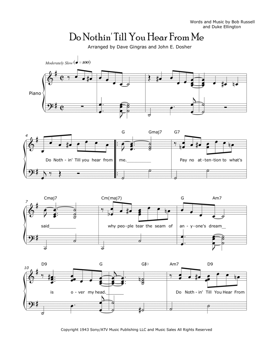 Do Nothin' Till You Hear From Me Voice scores gallery preview page 1