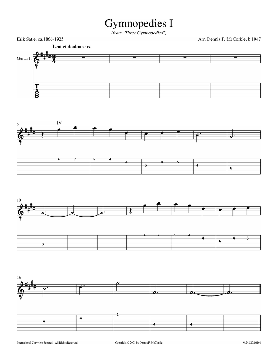 Gymnopedies I for Two Guitars (from Three Gymnopedies) for Two Guitars Acoustic Guitar scores gallery preview page 2