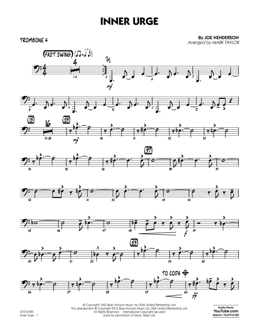 Inner Urge - Trombone 4 Trombone scores gallery preview page 1