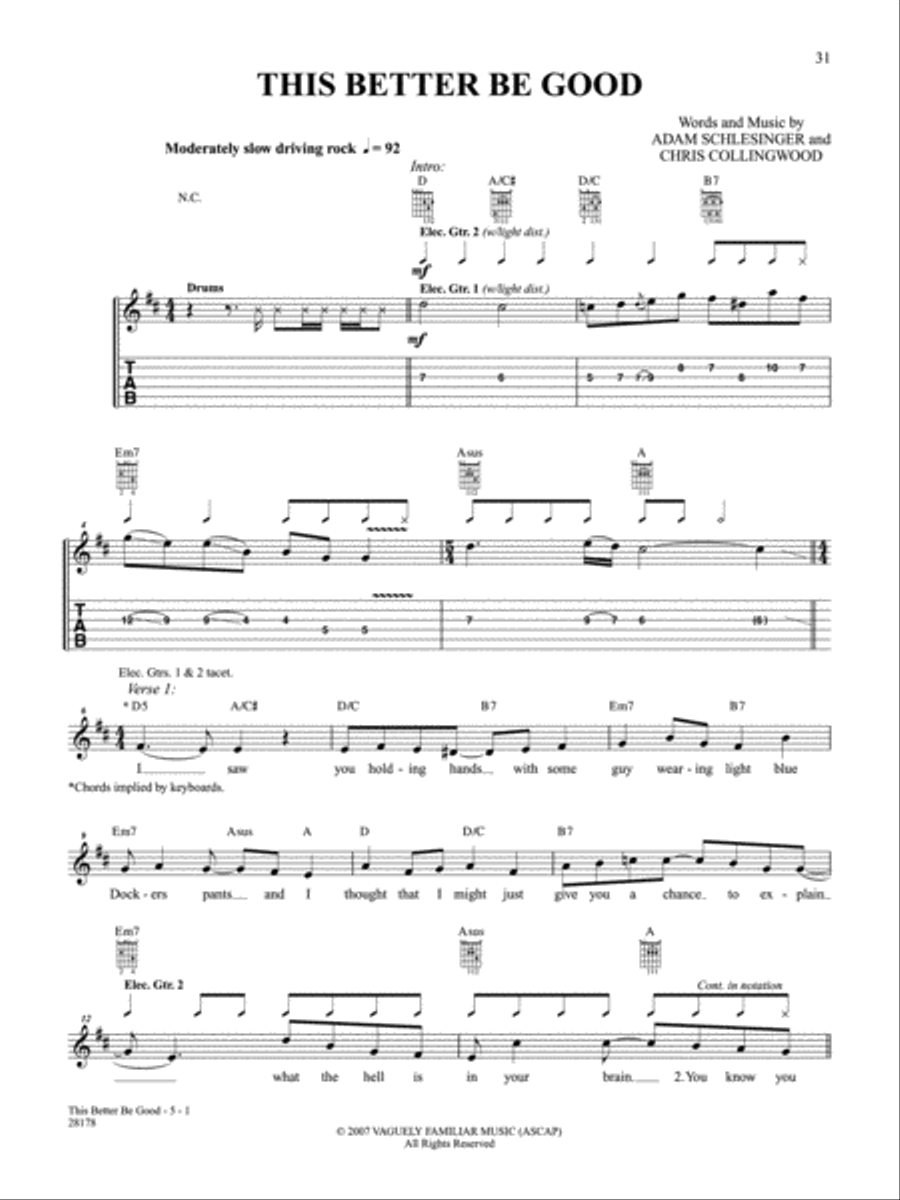 This Better Be Good Guitar Tablature scores gallery preview page 1