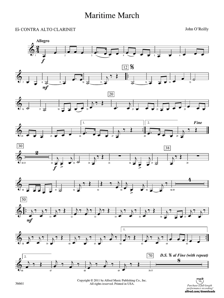 Maritime March: (World Part) E-flat Contrabass Clarinet