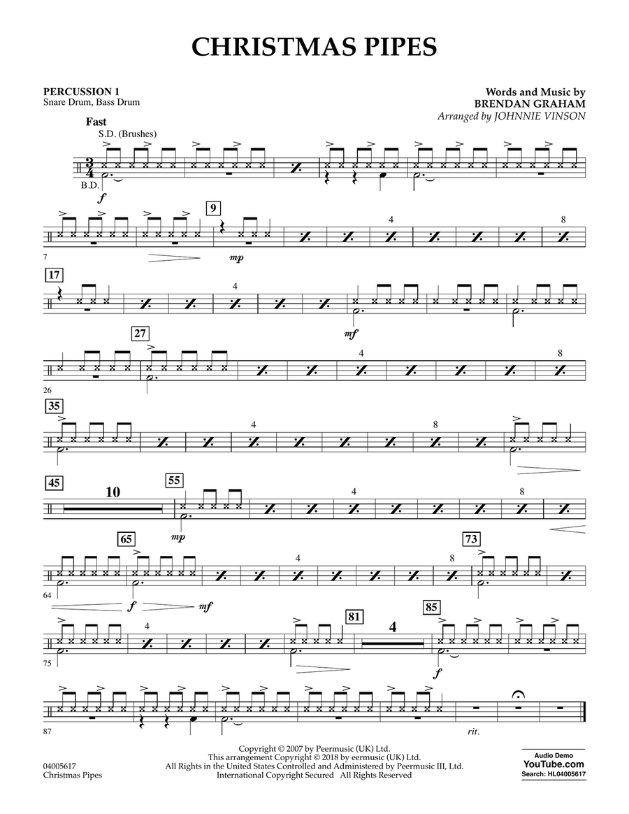 Christmas Pipes - Percussion 1 Concert Band scores gallery preview page 1