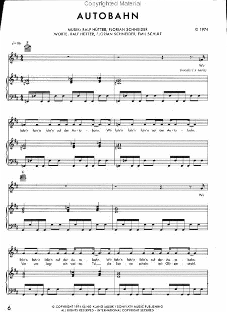 The Best of Kraftwerk Piano, Vocal, Guitar scores gallery preview page 2