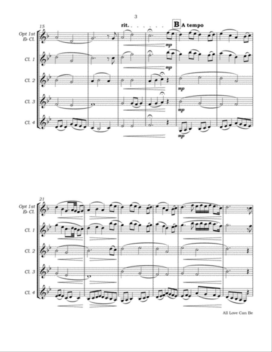 All Love Can Be Clarinet Quartet scores gallery preview page 6