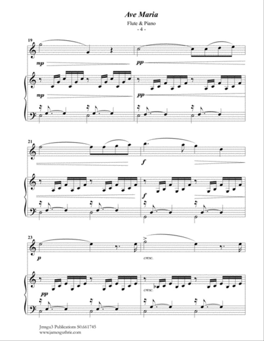Bach-Gounod: Ave Maria, Schwencke version for Flute & Piano Flute Solo scores gallery preview page 4