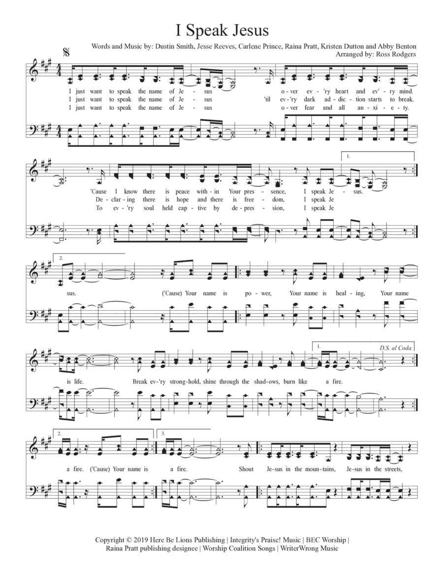 I Speak Jesus I Speak Jesus 4-Part scores gallery preview page 1