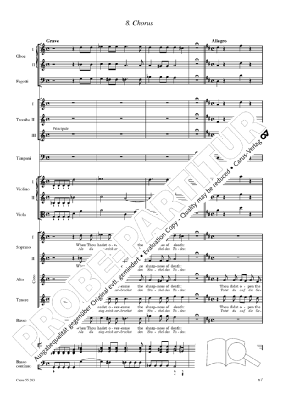Te Deum for the Victory of Dettingen SSATB scores gallery preview page 84