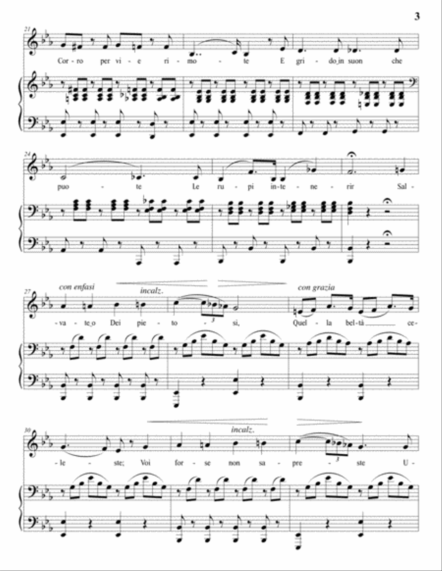 VERDI: In solitaria stanza (transposed to A major) Piano, Vocal scores gallery preview page 4