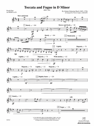Toccata and Fugue in D Minor: (wp) 1st Horn in E-flat