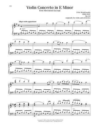Book cover for Violin Concerto in E Minor, First Movement Excerpt