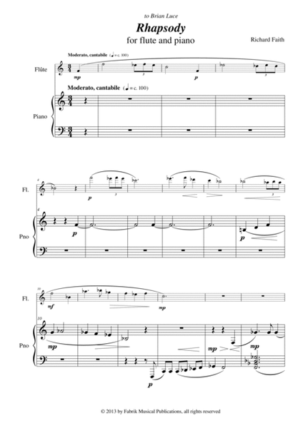 Richard Faith : Rhapsody for flute and piano