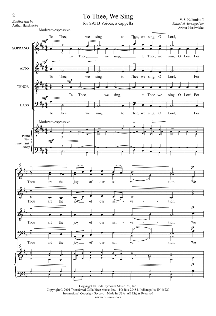 To Thee, We Sing 4-Part scores gallery preview page 1
