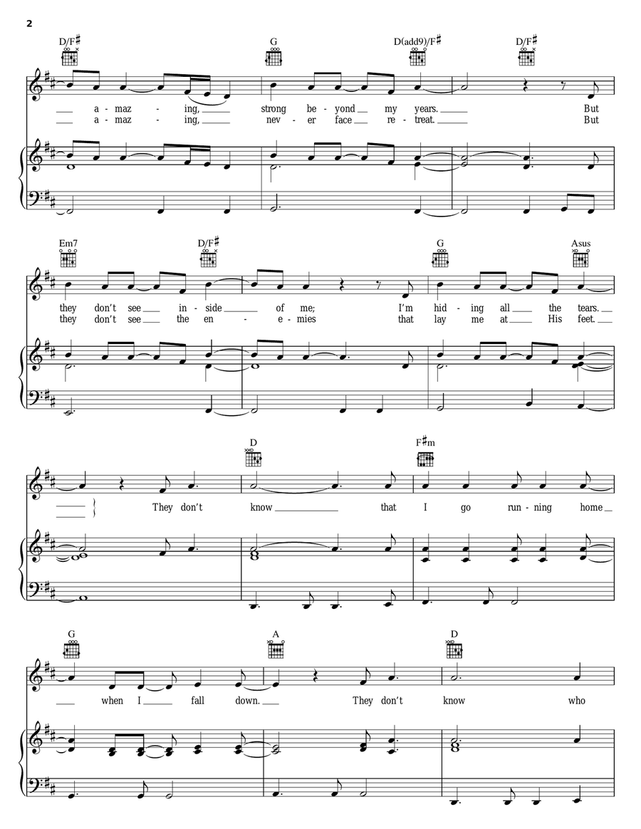 The Warrior Is A Child Piano, Vocal, Guitar scores gallery preview page 2