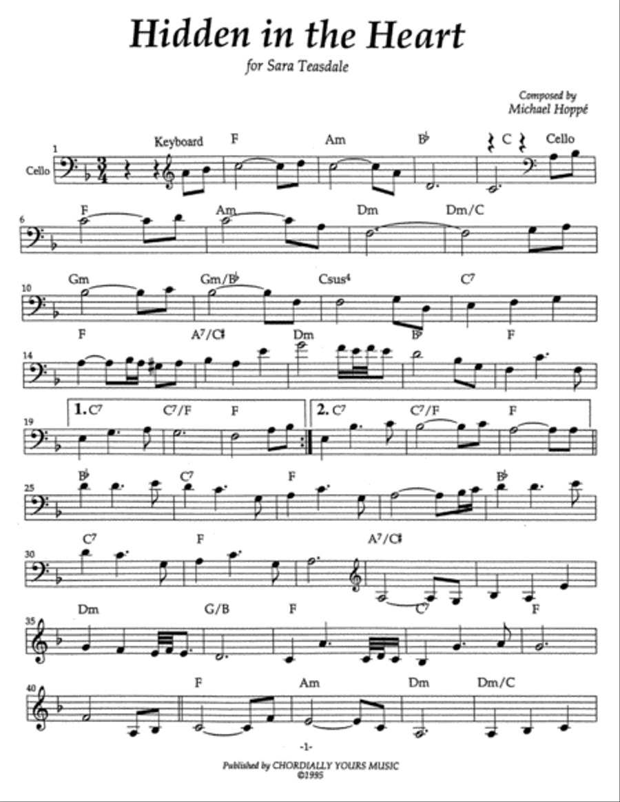 Hidden in The Heart Small Ensemble scores gallery preview page 1