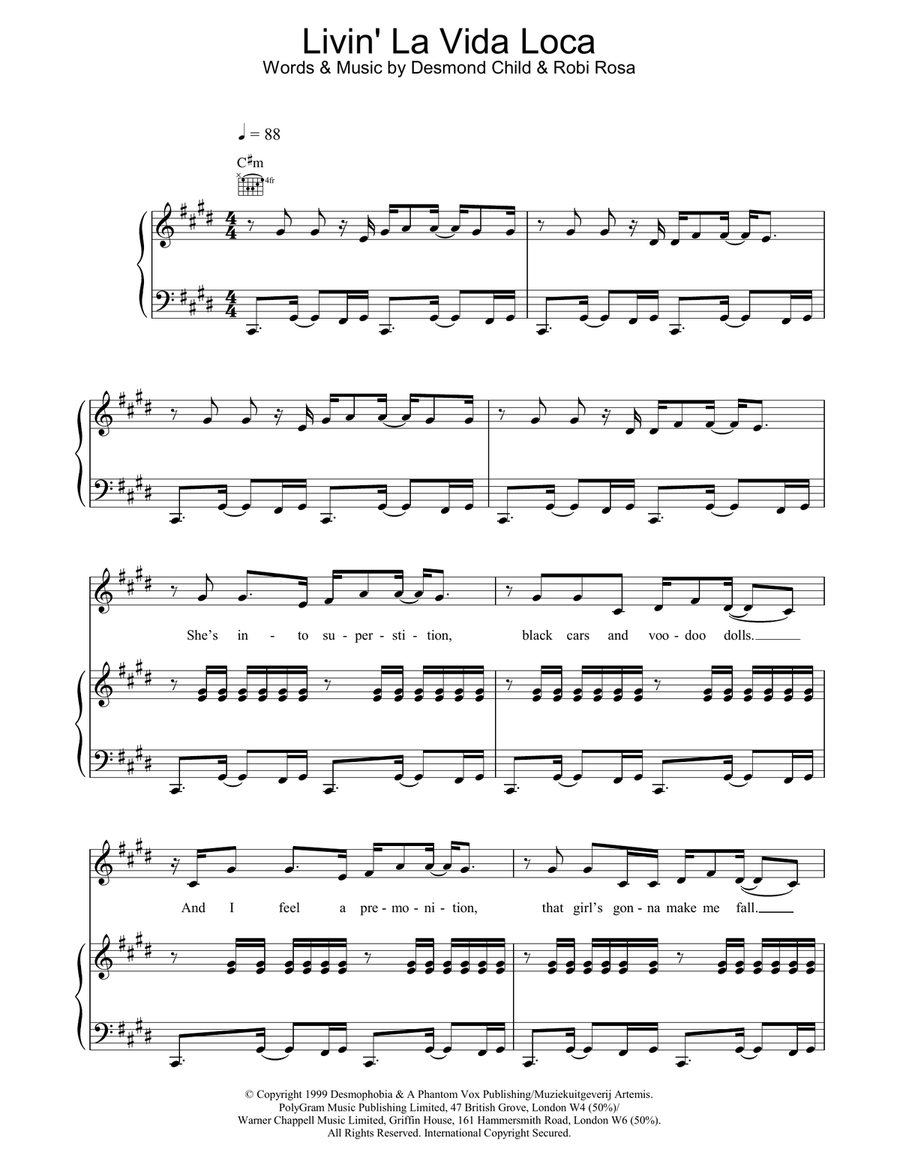 Livin' La Vida Loca Acoustic Guitar scores gallery preview page 1