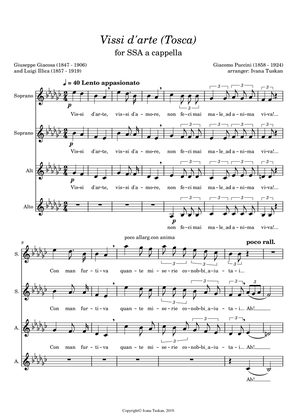 Vissi d'arte (Tosca) for SSAA a cappella E flat minor