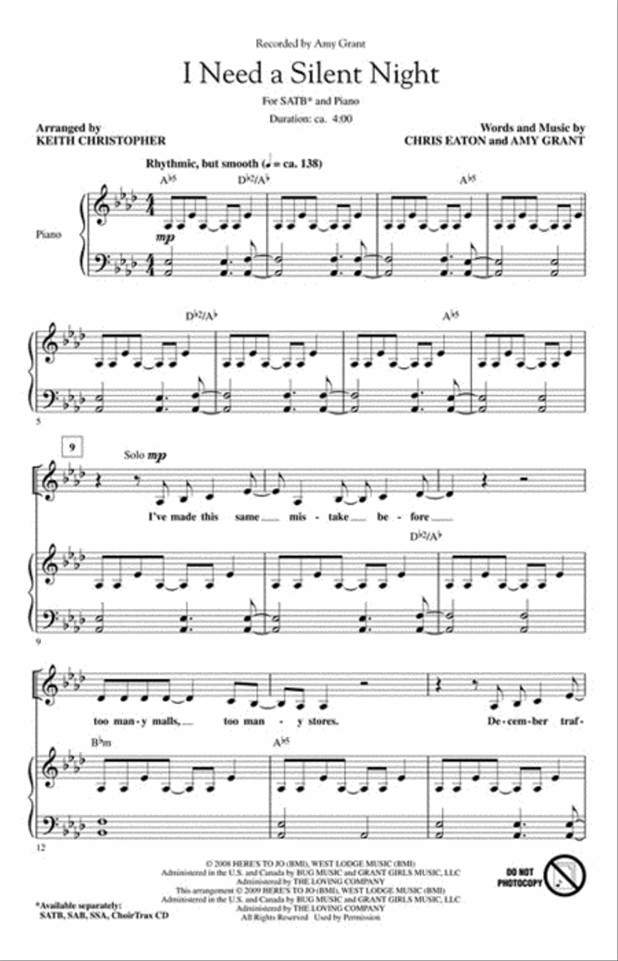 I Need a Silent Night 4-Part scores gallery preview page 2