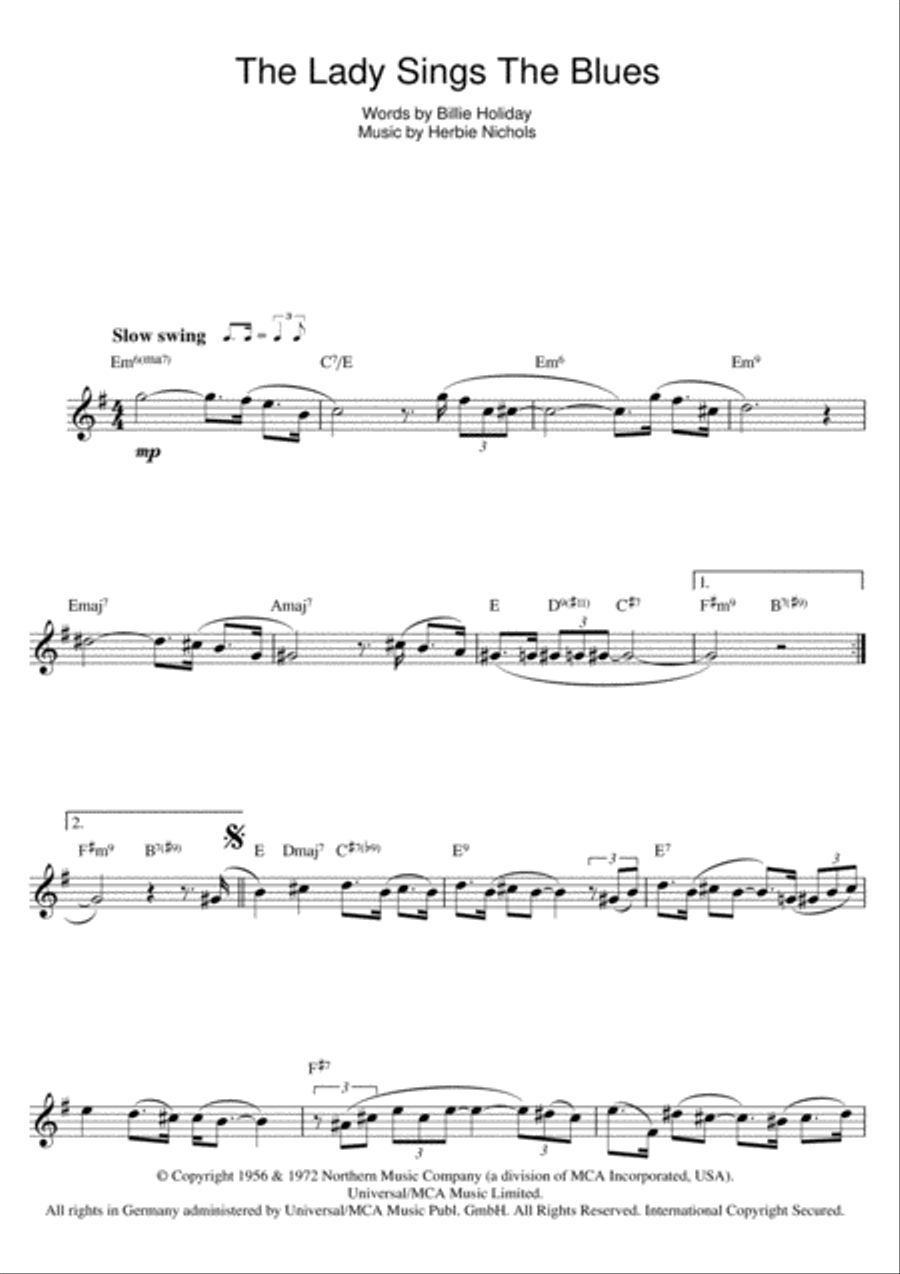 The Lady Sings The Blues The Lady Sings The Blues Flute Solo scores gallery preview page 1